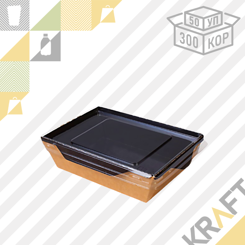 Контейнер, салатник с прозрачной крышкой  Black Edition 500мл 140*105*45 (Eco Opsalad 500 BE) DoEco (50/300)