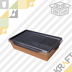 Контейнер, салатник с прозрачной крышкой  Black Edition 800мл 186*106*55 (Eco Opsalad 800 BE) DoEco (50/400)