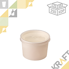 Упаковка для супов,каш,мороженного Белая с пластиковой крышкой 230мл (Eco Soup Econom 8WЕ) DoEco (25/250)