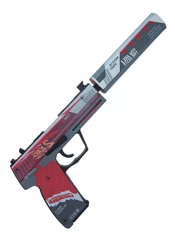 Деревянный пистолет Standoff Резинкострел USP с глушителем, 2 years red - фото 1 - id-p100870852