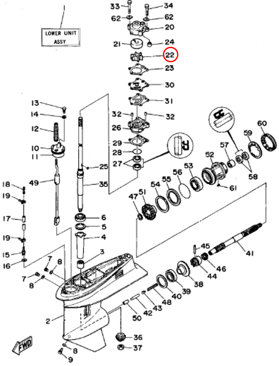 Крыльчатка Yamaha PARAGON Y 30-40 6H44435200