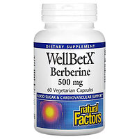 Natural Factors, WellBetX, Берберин, 500 мг, 60 капсула
