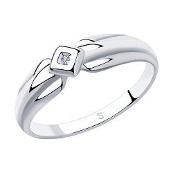 Кольцо из серебра с бриллиантом SOKOLOV 87010027 покрыто  родием