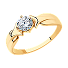 Кольцо из золочёного серебра с фианитом SOKOLOV 93010776 позолота, фото 3
