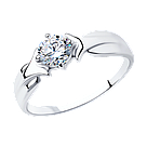 Кольцо из серебра с фианитом SOKOLOV 94012626 покрыто  родием, фото 5