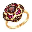 Кольцо из золочёного серебра с гранатом и жёлтыми и красными фианитами SOKOLOV 92011431 позолота, фото 3