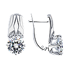 Серьги из серебра с эмалью и фианитами SOKOLOV 94023411 покрыто  родием,с английским замком, фото 6