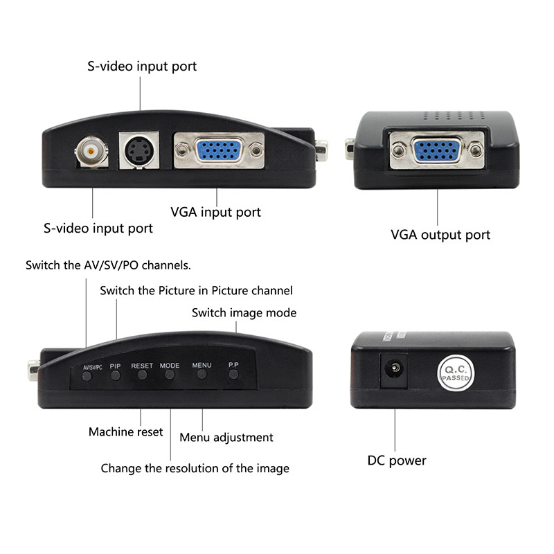 Конвертер адаптер-преобразователь сигнала AV RCA / S-Video / VGA на VGA 1080P HD - фото 3 - id-p100993832