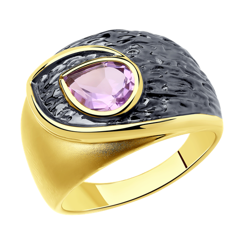 Кольцо из золочёного серебра с аметистом SOKOLOV позолота 92011963 размеры - 17,5 - фото 6 - id-p83965692