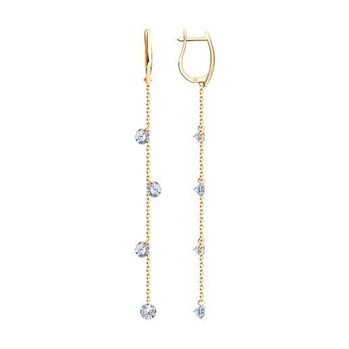 Серьги из серебра с фианитами SOKOLOV 93021063 позолота,с английским замком