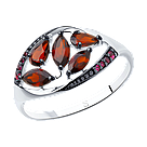 Кольцо из серебра с гранатами и красными фианитами SOKOLOV 92011348 покрыто  родием, фото 6