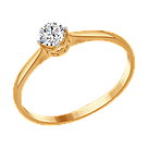 Кольцо из золочёного серебра с фианитом SOKOLOV 89010093 позолота, фото 4