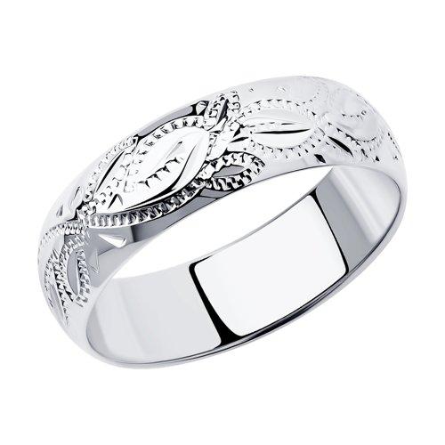 Обручальное кольцо из серебра с гравировкой SOKOLOV 94110017 покрыто  родием