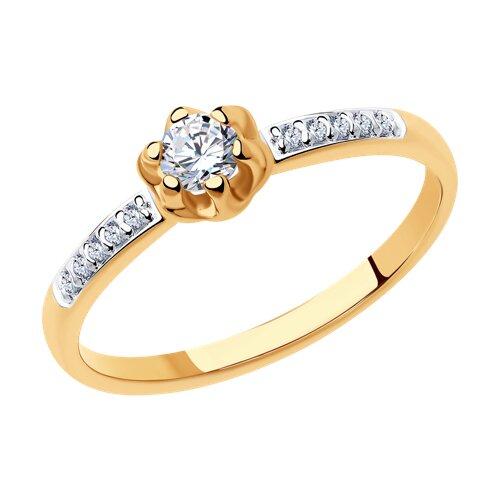 Помолвочное кольцо из золочёного серебра с фианитами SOKOLOV 93010396 позолота