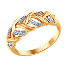 Кольцо из золочёного серебра с фианитами SOKOLOV 93010677 позолота, фото 4