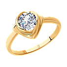 Кольцо из золочёного серебра с фианитом SOKOLOV 93010811 позолота, фото 6