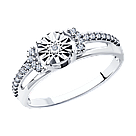 Кольцо из серебра с бриллиантом и фианитами SOKOLOV 87010056 покрыто  родием, фото 9