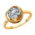 Кольцо из золочёного серебра с фианитом SOKOLOV 93010793 позолота, фото 9