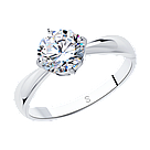Помолвочное кольцо из серебра с фианитом SOKOLOV 89010028 покрыто  родием, фото 7
