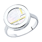 Кольцо из золочёного серебра с перламутром SOKOLOV 94012624 покрыто  родием, фото 5