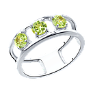 Кольцо из серебра с хризолитами SOKOLOV 92012127 покрыто  родием, фото 5