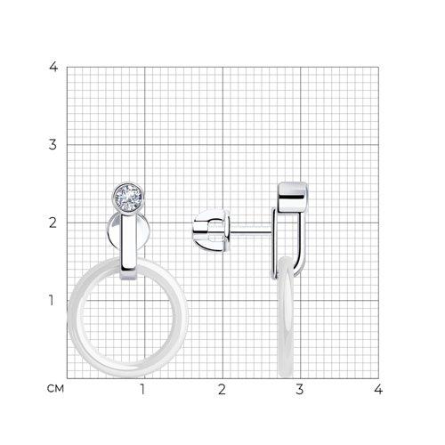Серьги из серебра с керамическими вставками и фианитами Diamant 94-122-01280-2 покрыто родием винтовой замок - фото 3 - id-p94944622