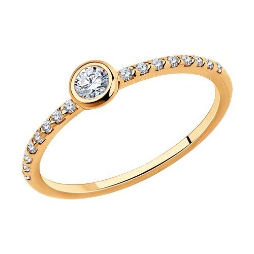 Серебряное золоченое кольцо с фианитами SOKOLOV 93010162 позолота
