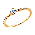 Серебряное золоченое кольцо с фианитами SOKOLOV 93010162 позолота, фото 8