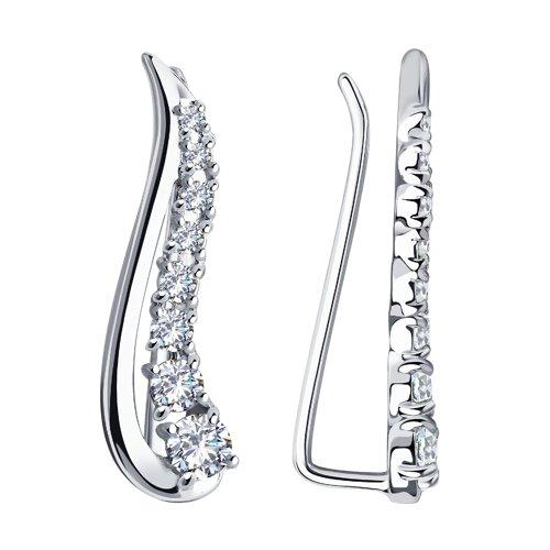 Серьги из серебра с фианитами SOKOLOV 94021849 покрыто родием,каффы коллекц. Must Have