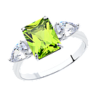 Кольцо из серебра с зелёным ситаллом и фианитами SOKOLOV 92011286 покрыто  родием коллекц. 0, фото 8