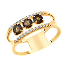 Кольцо из золочёного серебра с раухтопазами и фианитами SOKOLOV позолота 92011921 размеры - 16,5 17,5 19 19,5, фото 4