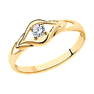 Кольцо из золочёного серебра с фианитом SOKOLOV 93010531 позолота, фото 5