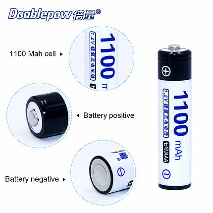 Аккумуляторы перезаряжаемые AAA 1100mah Ni-MH Doublepow, для заряда прожекторов, микрофонов и синхронизаторов, фото 2