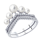 Кольцо из серебра с жемчугом и фианитами SOKOLOV 94013100 покрыто  родием, фото 7