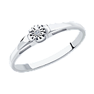Кольцо из серебра с бриллиантом SOKOLOV 87010053 покрыто  родием, фото 6
