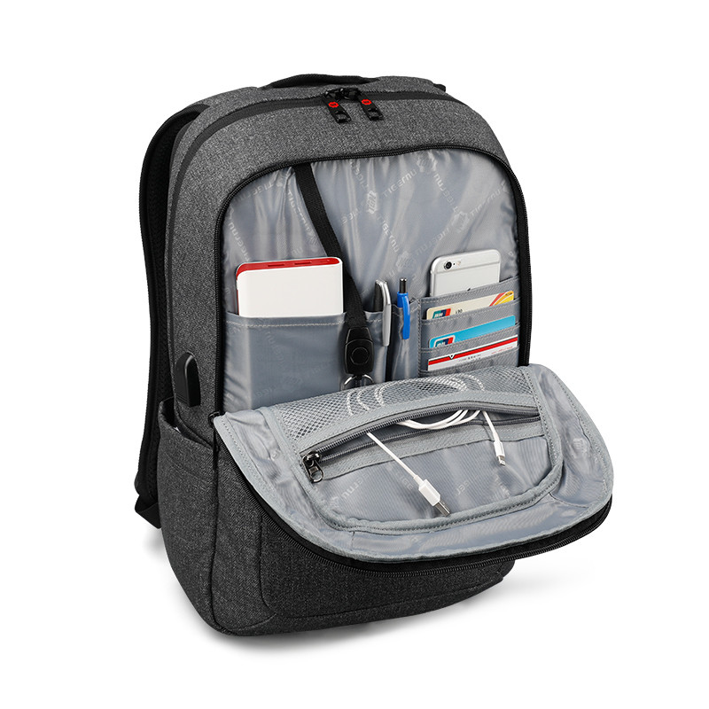 Рюкзак городской TIGERNU T-B3090 с USB, темно-серый - фото 3 - id-p100999185