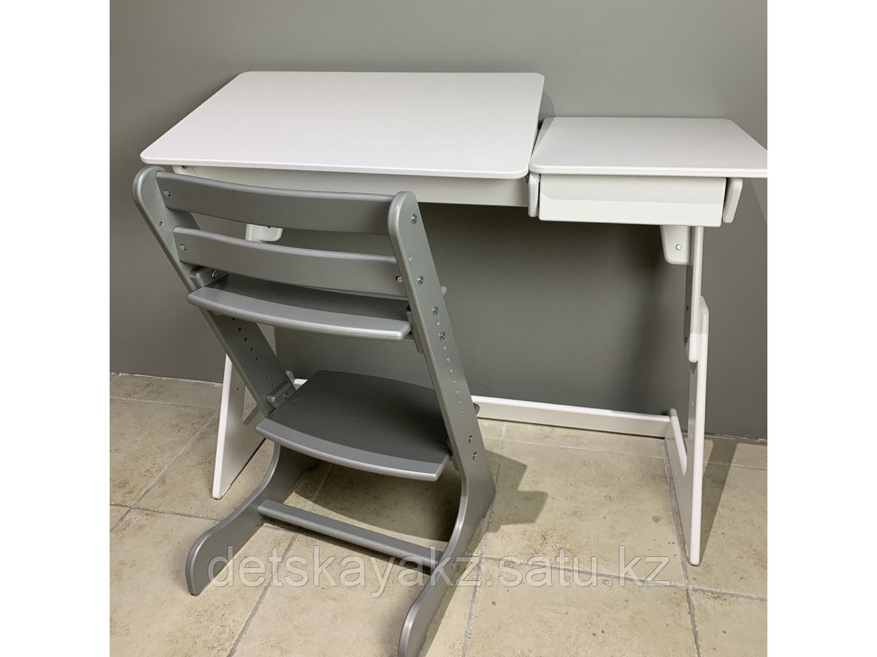 Растущий ортопедический комплект стол парта и стул белый - фото 2 - id-p111856488