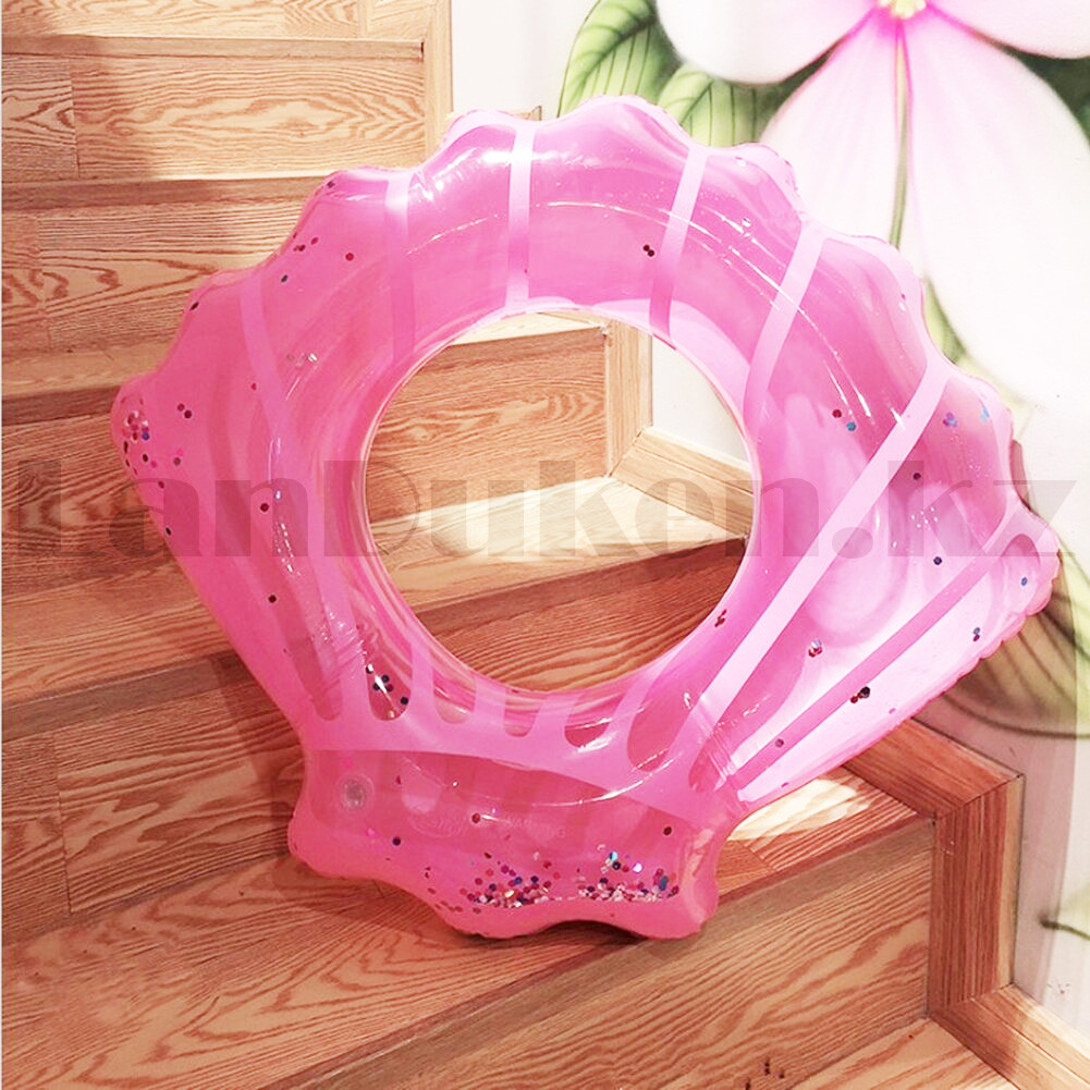 Надувной круг ракушка с блестками 80 см розовый - фото 4 - id-p101007780