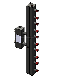 Гидроразделитель с коллектором вертикальный 5 контуров (до 70 кВт) - фото 1 - id-p101015165