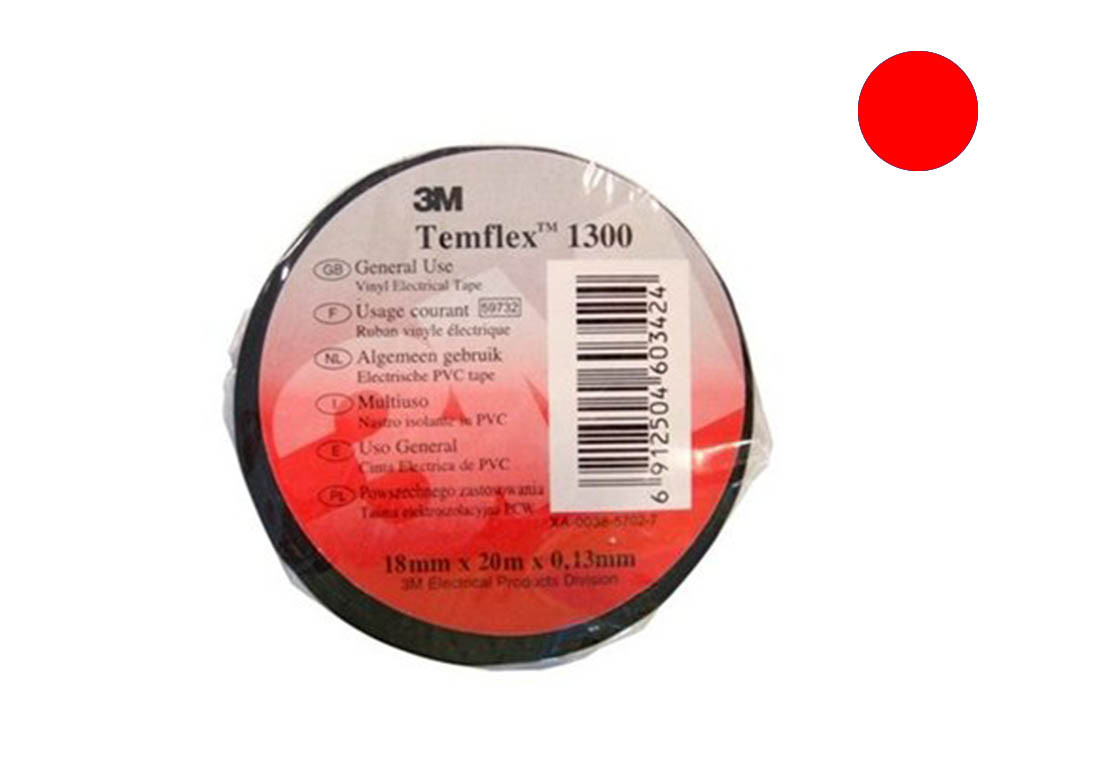 7100080350 Temflex 1300, красная, универсальная изоляционная лента, 15мм х 10м х 0,13мм