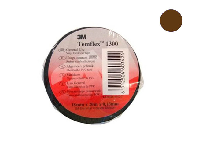 7100081326 Temflex 1300, коричневая, универсальная изоляционная лента, 15мм х 10м х 0,13мм, фото 2
