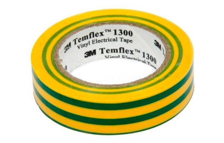 7100080346 Temflex 1300, желт-зел, универсальная изоляционная лента, 19мм х 20м х 0,13мм, фото 2