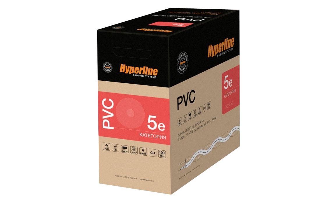 42048 Hyperline UUTP4-C6-S23-IN-LSZH-GY-305 (305 м) Кабель витая пара U/UTP, категория 6, 4 пары (23 AWG),