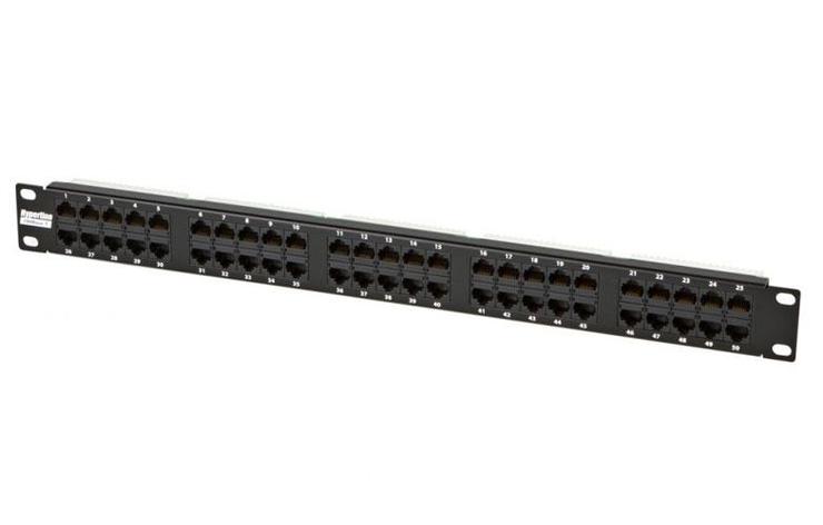 20341 Hyperline PP-19-50-8P8C-C5-110D Патч-панель 19", 1U, 50 портов RJ-45, категория 5, Dual IDC (комп., фото 1