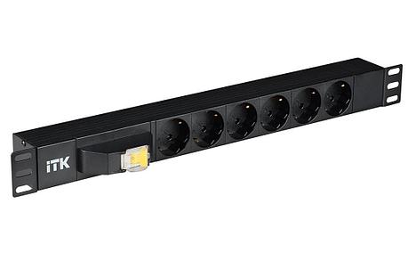 PH21-6D3 ITK PDU 6 роз. нем. ст. с автом.10А 1U, вх.С14 без каб. чер., фото 1