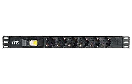 PH21-6D3 ITK PDU 6 роз. нем. ст. с автом.10А 1U, вх.С14 без каб. чер., фото 3