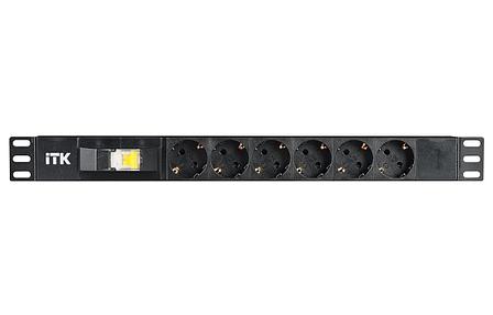 PH21-6D3 ITK PDU 6 роз. нем. ст. с автом.10А 1U, вх.С14 без каб. чер., фото 2