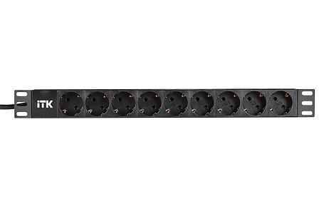 PH22-9D1-P ITK PDU 9 розеток нем. ст, 1U, шнур 2м вилка нем. ст ПВХ чер, фото 3