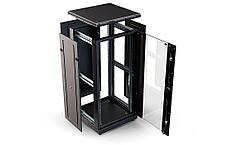 Шкаф телекоммуникационный напольный 19", 24U(800x800), ШТ-НП-М-24U-800-800-С-Ч, передняя дверь стекло, черный, фото 2