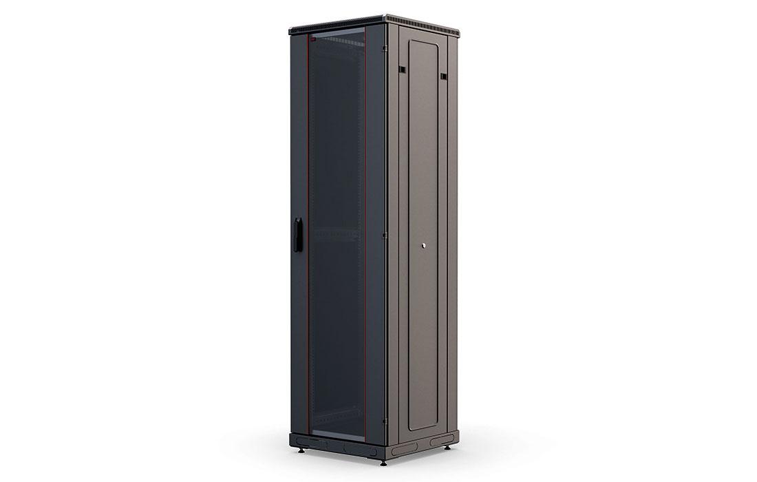 Шкаф телекоммуникационный напольный 19", 42U(600x600), ШТ-НП-М-42U-600-600-С-Ч, передняя дверь стекло, черный